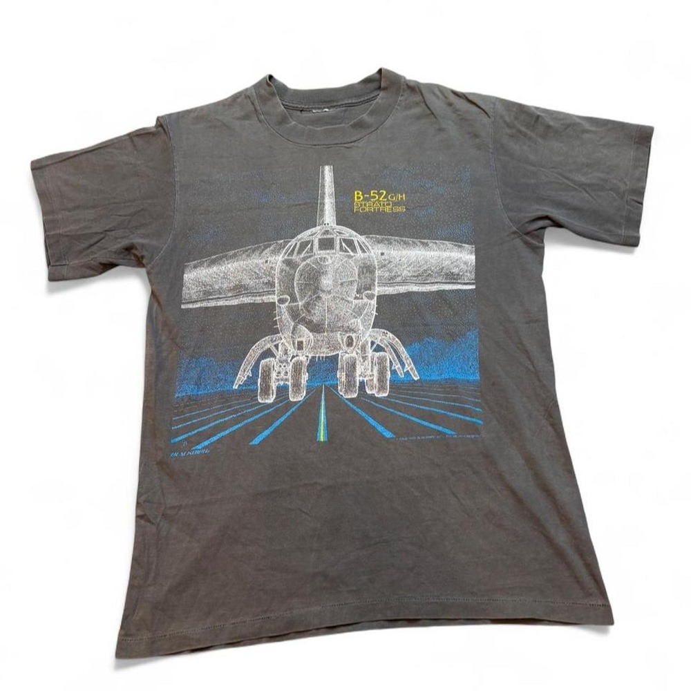 Vintage 1986 B-52 Bomber Blackbirtnsuper faded T-Shirt size medium